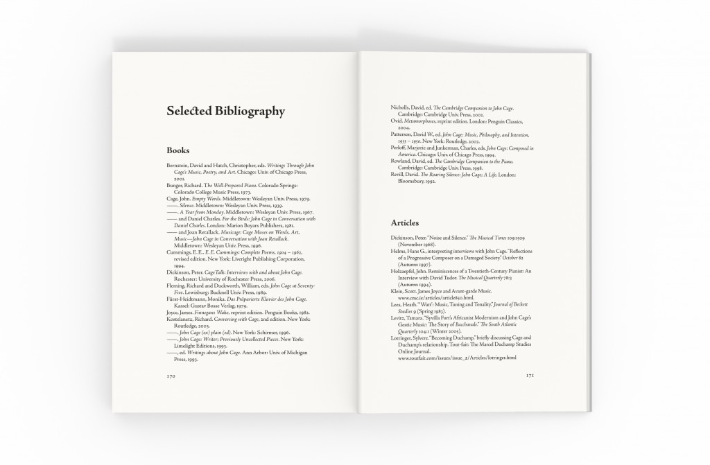 John Cage's Prepared Piano bibliography spread 