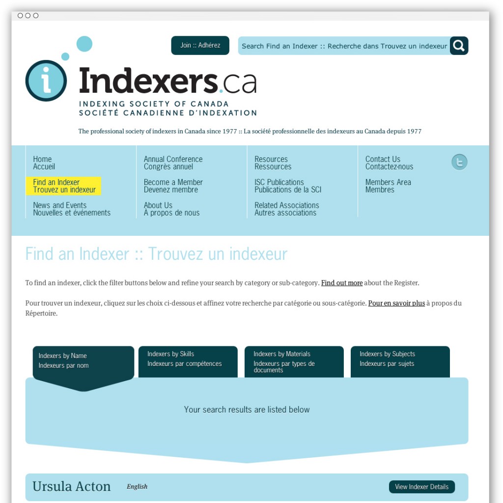 Indexers  ‘Find an Indexer’ webpage