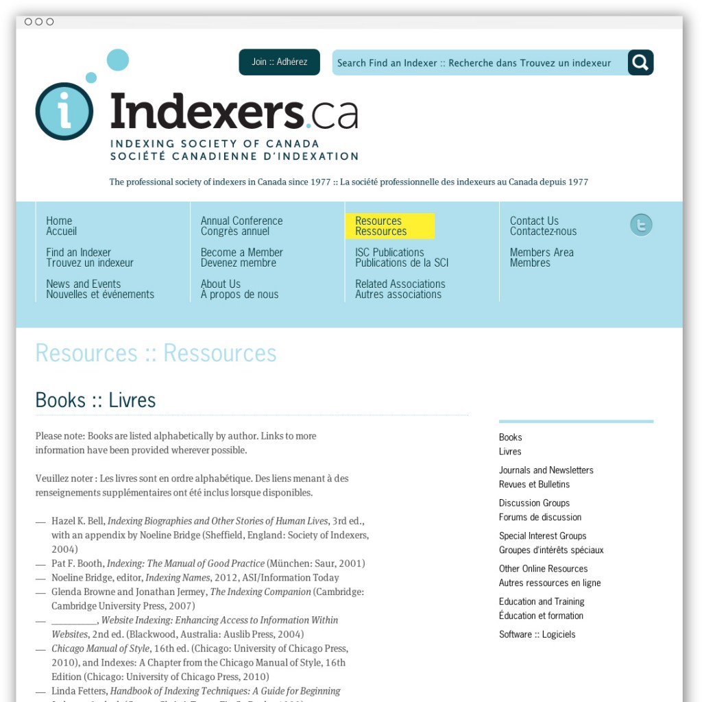 Indexers resources webpage