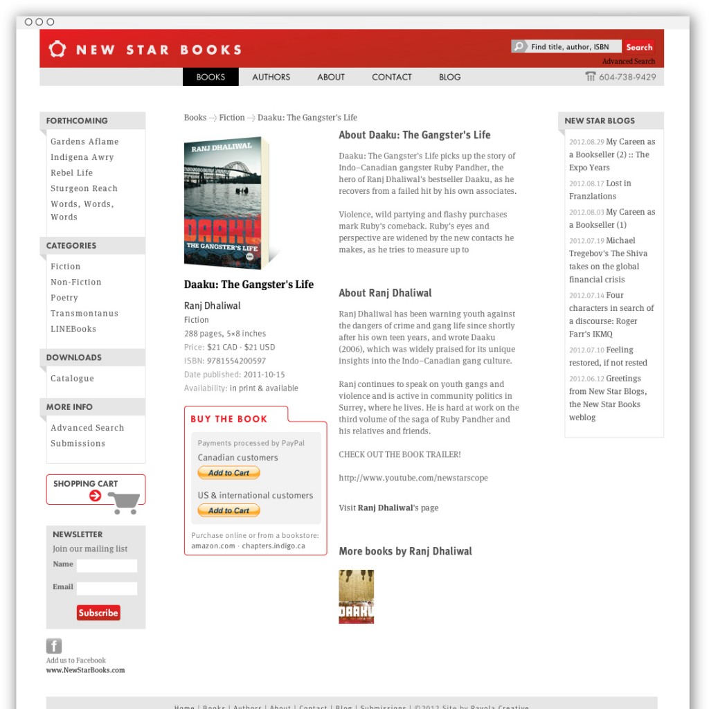 New Star Books fiction title webpage